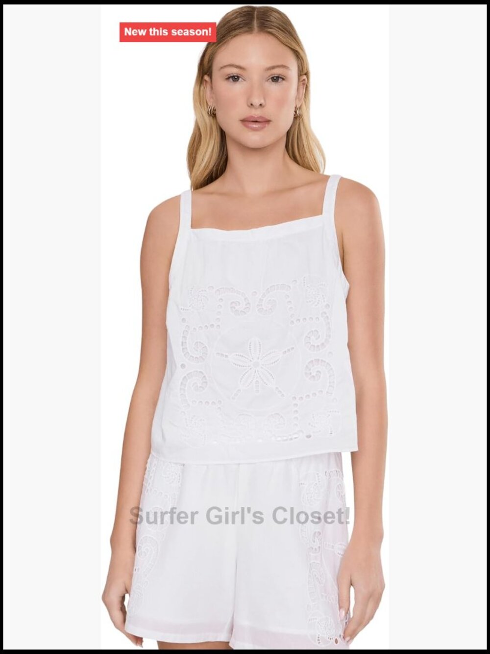 Lilly Pulitzer Women's Maisey Cropped Top - Square Neck Eyelet Cotton